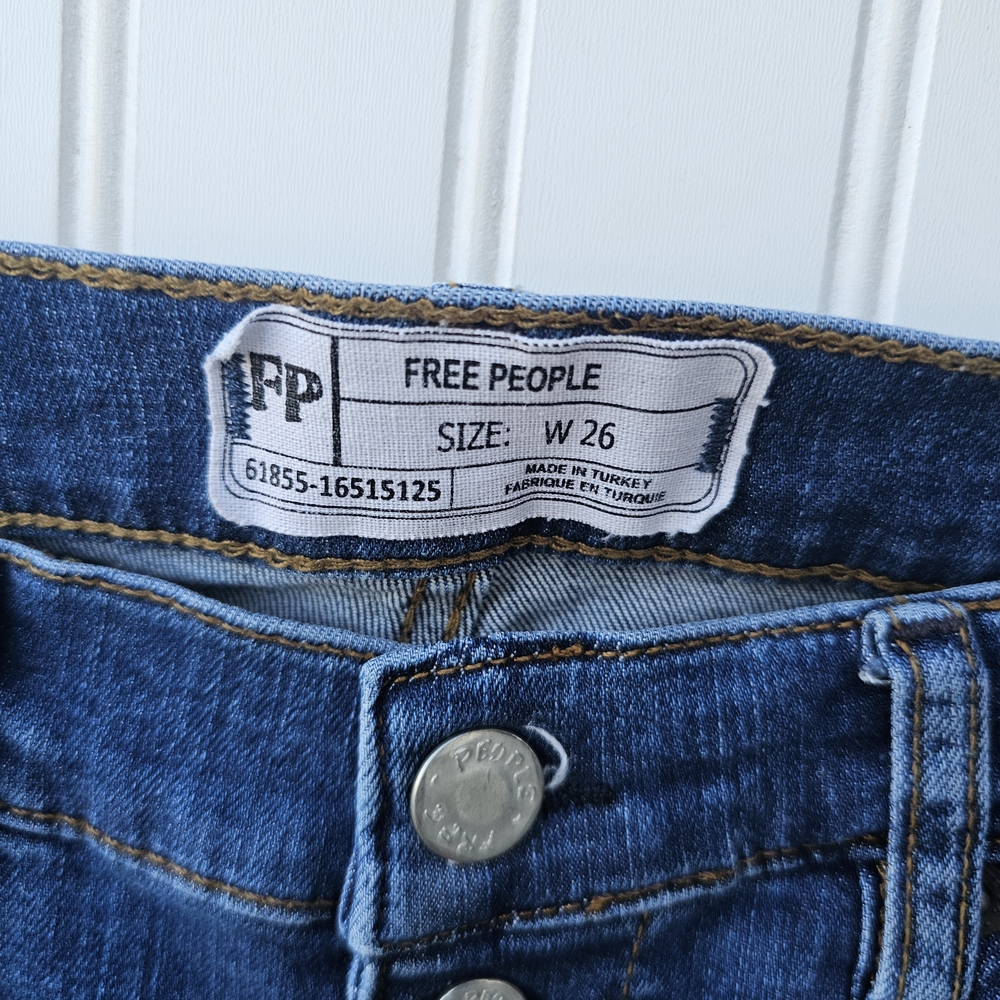 Free People Dark Blue Distressed Ankle Skinny Jeans Womens 26 - Picture 3 of 5